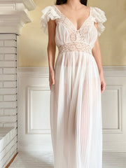 1950s Pleated Nylon Slip Dress - M