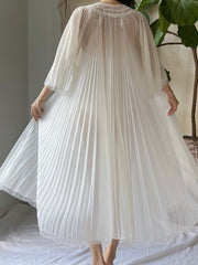 1950s Nylon Pleated Angel Sleeves Dressing Gown - OSFM