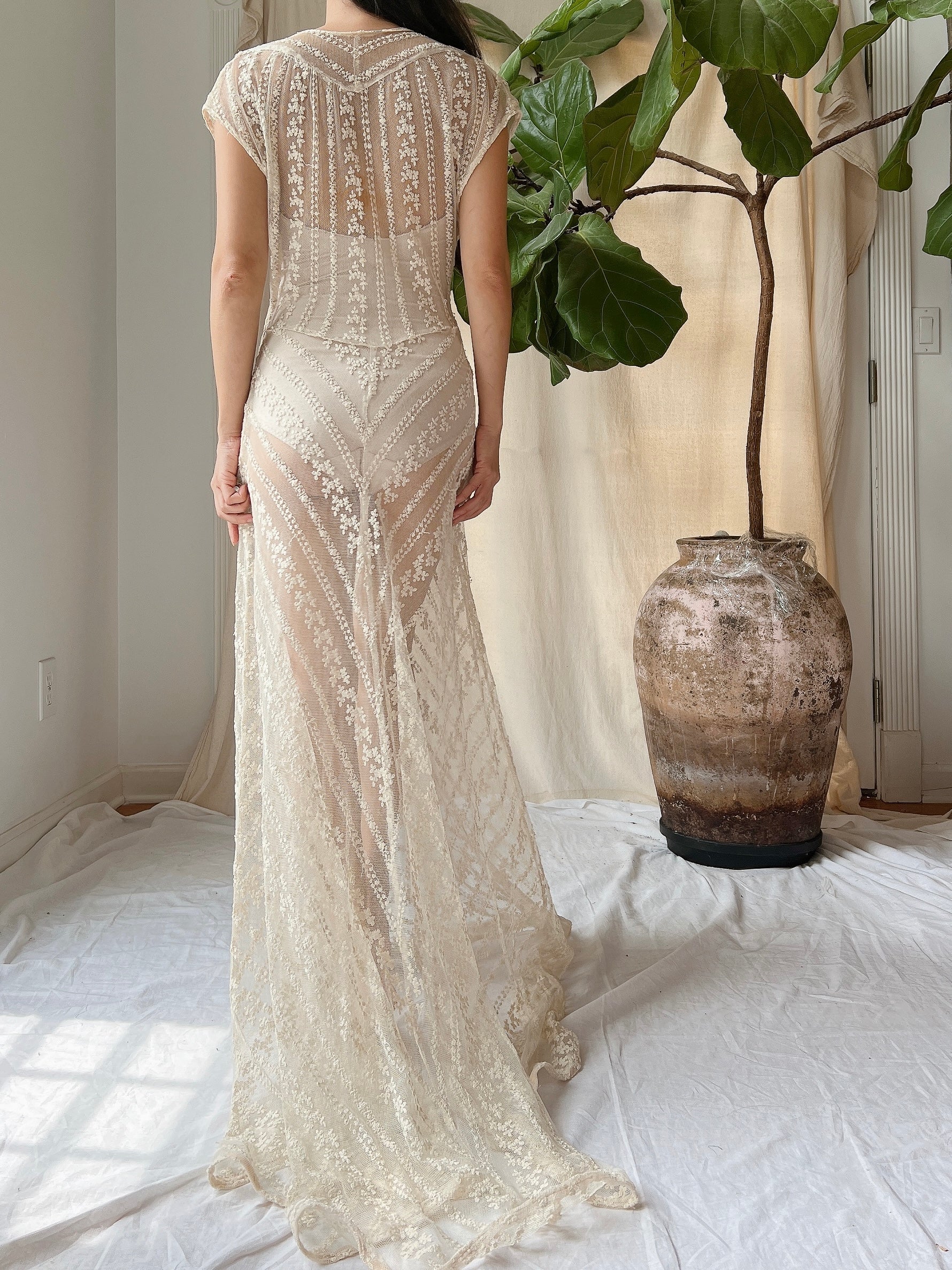 1930s Needle Lace Gown - S