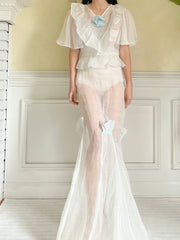 1930s Light Blue Organdy Dress - XS