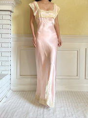 1930s Peach Satin Slip Dress - XS