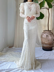 1930s Lace Long Sleeve Gown - XXS