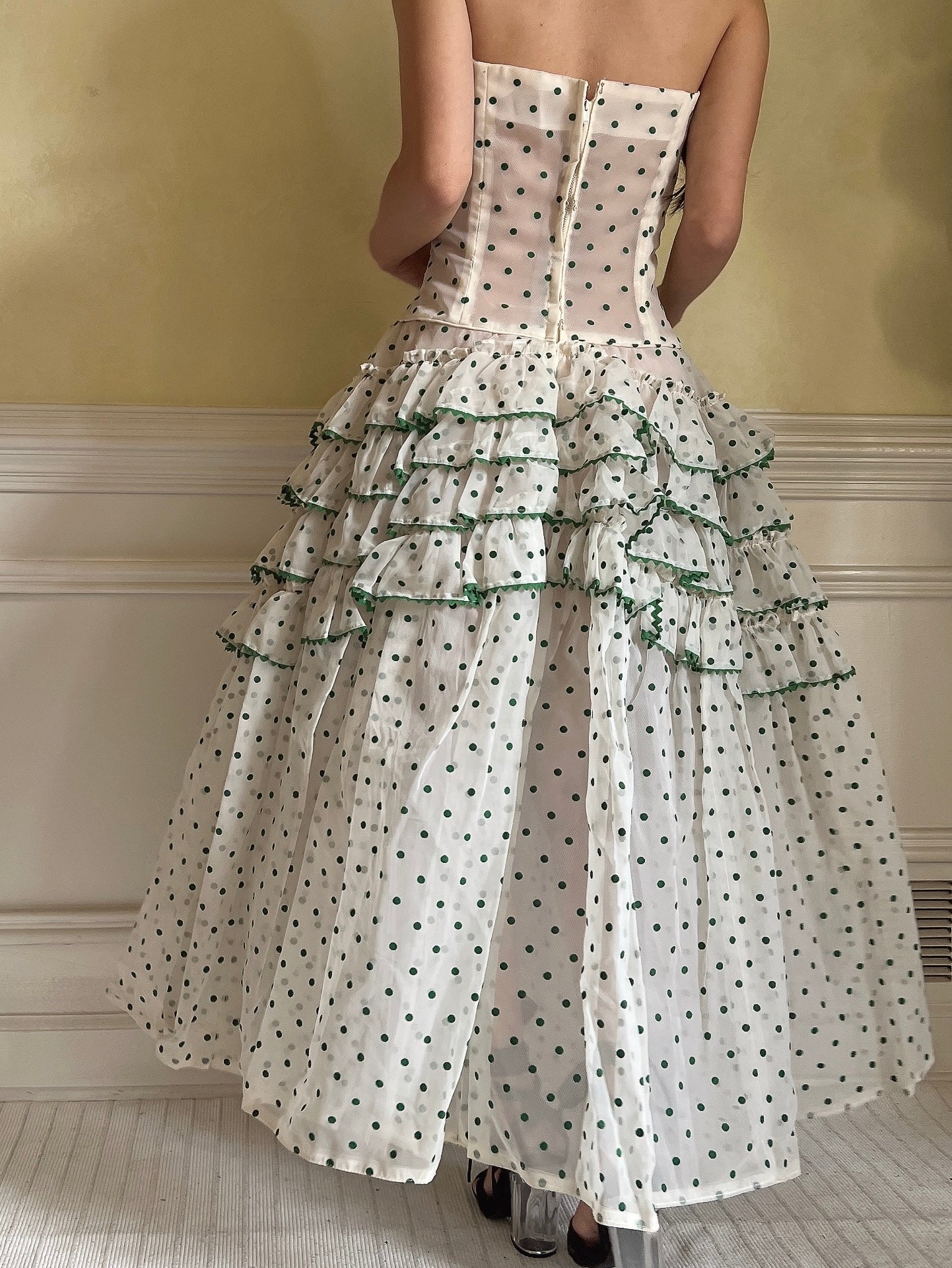 1950s Dotted Voile Dress - S