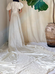 1940s Satin Puff Sleeve Gown - S