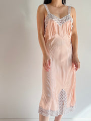 1930s Rayon Eyelet Cutout Slip - S/M