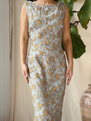 1960s Beaded Brocade Gown - S