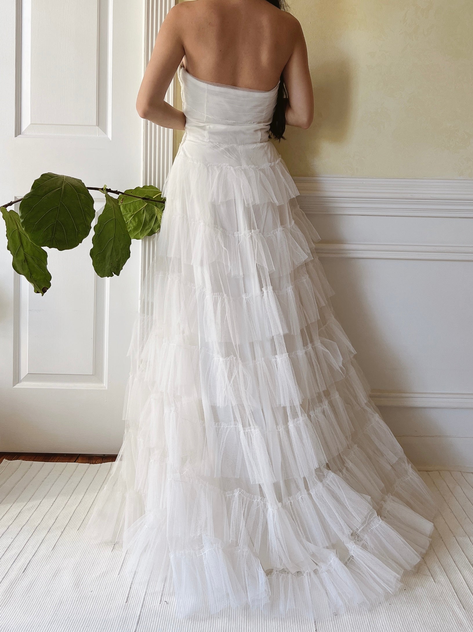 1950s Tulle Strapless Gown  - S