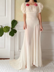 1940s Silk Chiffon Gown - XS
