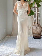 1930s Satin and Lace Slip Dress - S/M