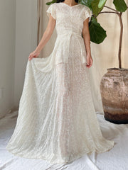 1940s Silk Embroidered Dress - XS