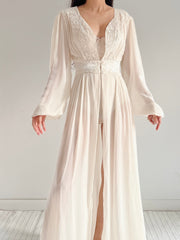 1930s Ivory Silk Chiffon Dressing Robe - S