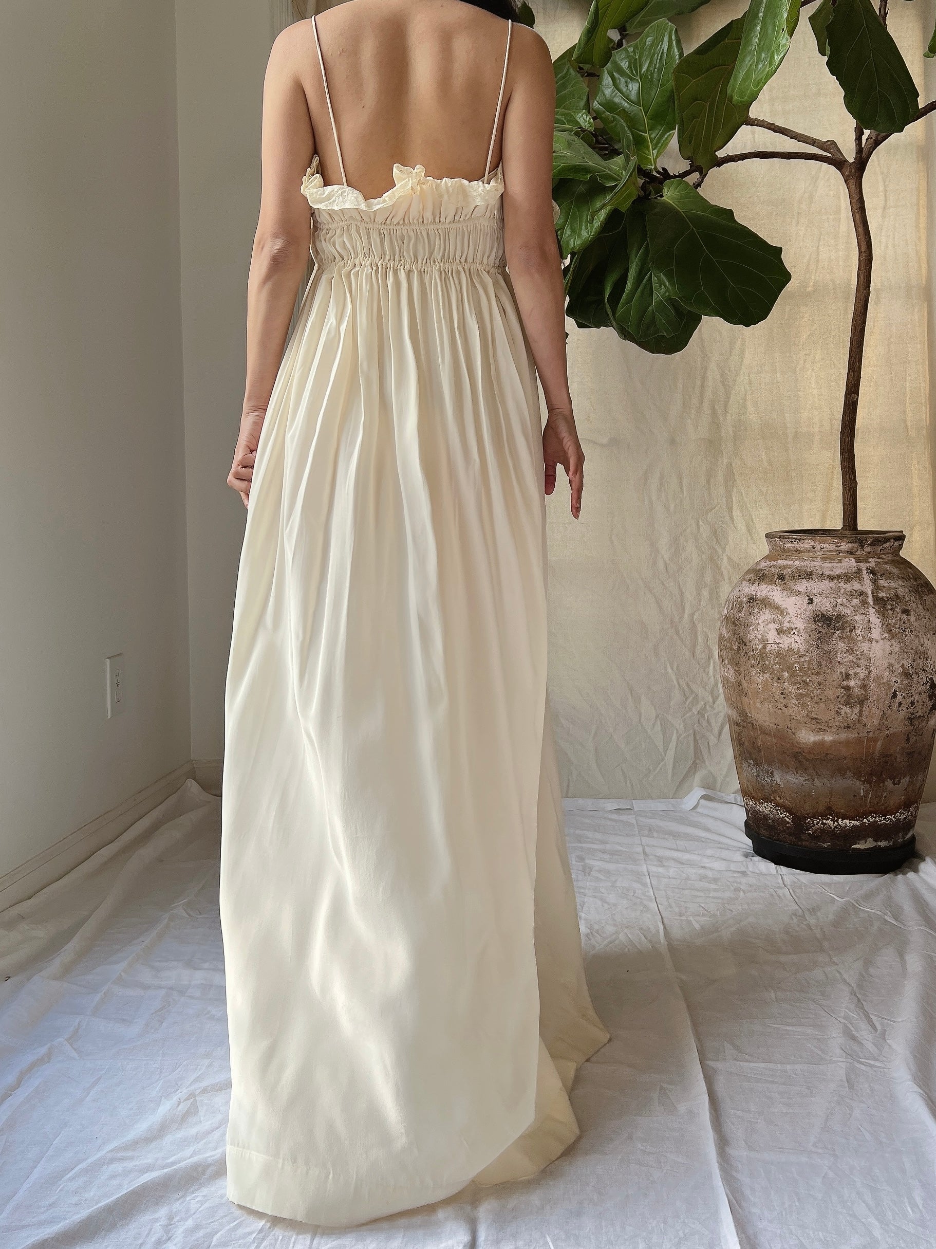 1940s Silk Pleated Gown - S-M