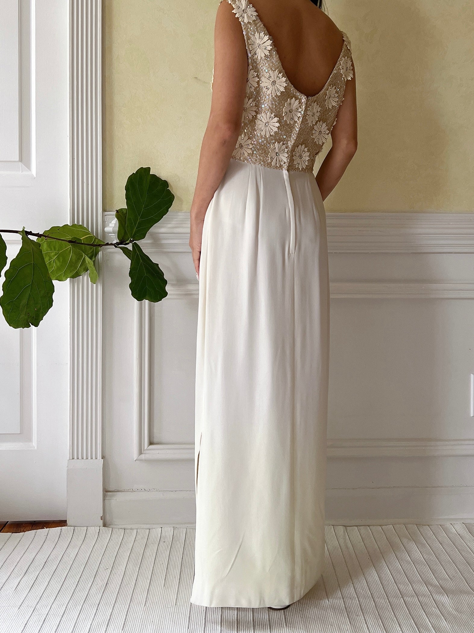 1960s Daisy Ombre Hem Rayon Dress - S