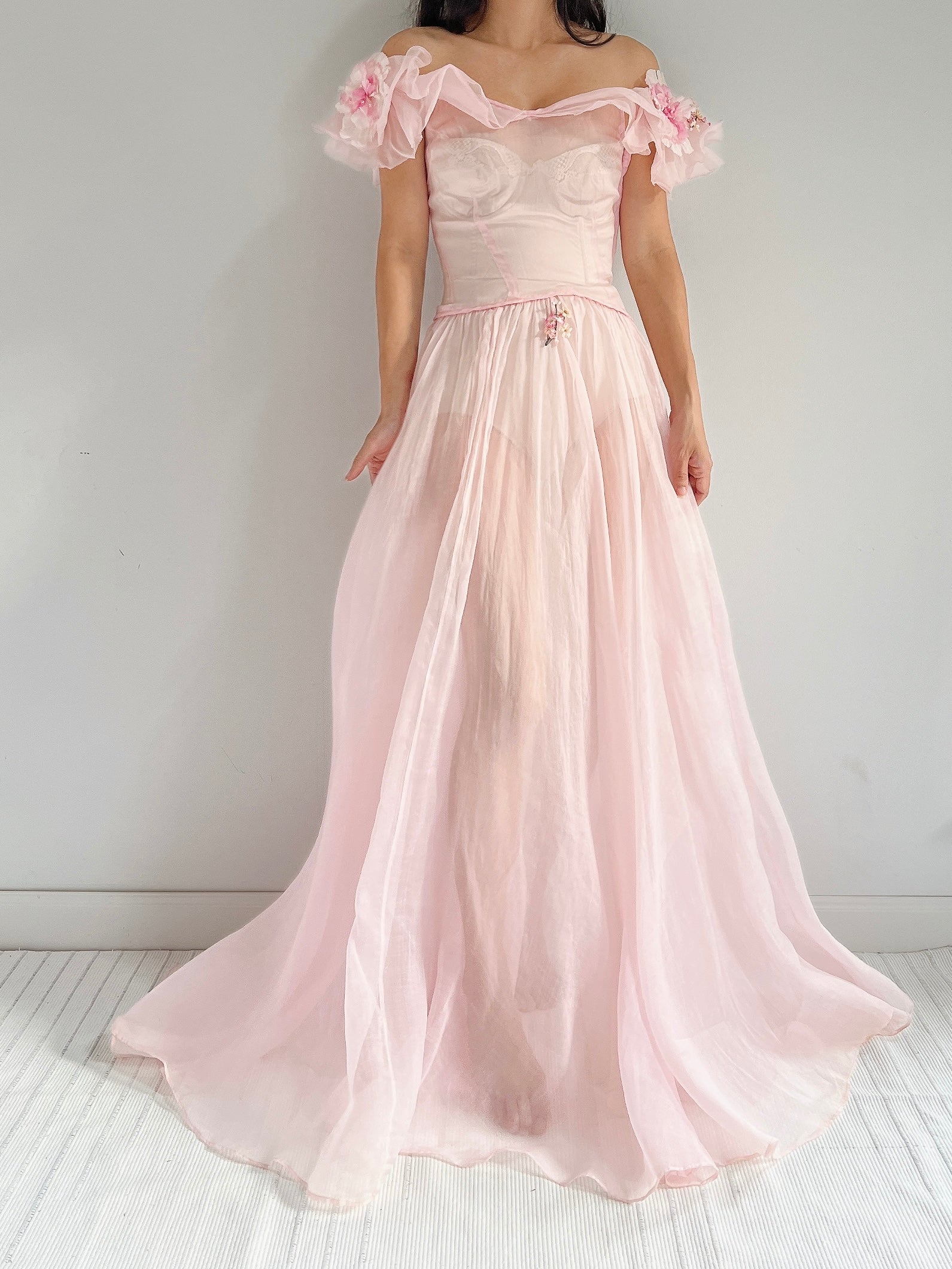 1930s Pink Organdy Dress - XXS