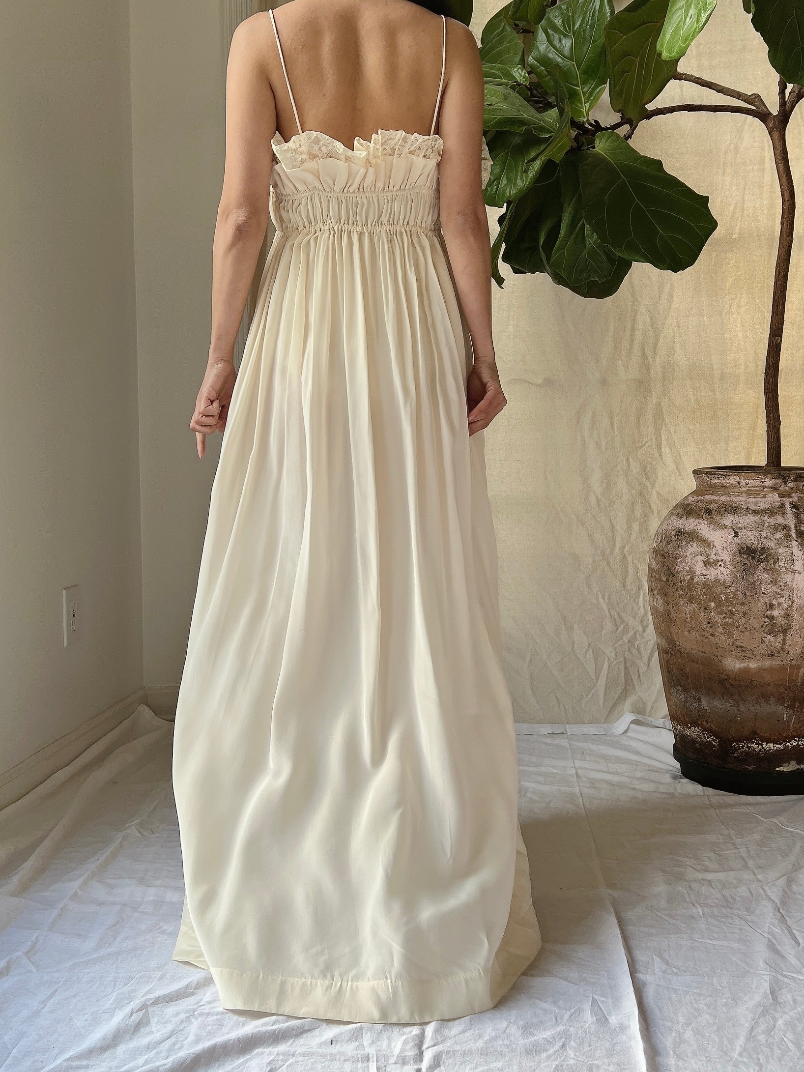 1940s Silk Pleated Gown - S-M